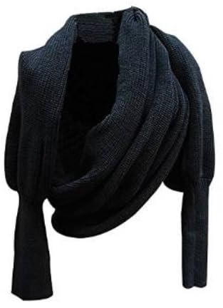 JAWSEU Winter Warm Gestrickter Schal Mit Ärmeln - Stricken Wickelschal Sweater Mode Winterschal Strickschals Cape Stola Für Damen