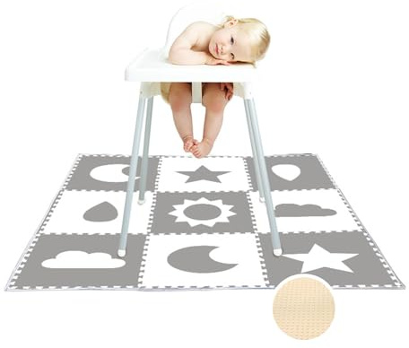 Treer Unterlage Hochstuhl, Baby Hochstuhl Bodenmatte Spritzmatte für Unter Hochstuhl Wasserdicht rutschfest Bodenschutzmatte Karikatur Krabbelmatte Faltbar Baby Spielmatte (B - 130x130cm)