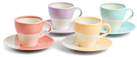 Royal Doulton Coffee Set, Features Espresso Cup & Matching Saucer, 1815 Bright, 110ml, Mixed Set of 4