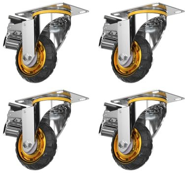 Schwerlastrollen, Vollgummi Rollen, Schwerlast Industrierolle, 4 Stück Robuste Transportrollen, Möbelrollen, 360° Drehung Lenkrollen mit Bremsem, für Karren (Color : 4 caster (with brake), Size : 20
