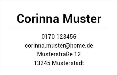 Visitenkarten personalisiert mit Ihrem Wunschtext. 85x55mm Groß Top Qualität direkt vom Hersteller D21 (100 Stück)