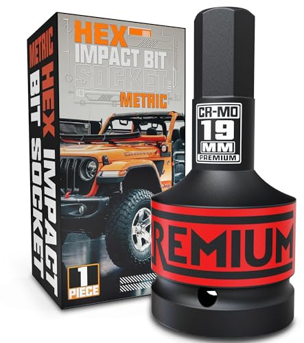 KIRXST Juego de Llaves de Impacto Hexagonales de 1 pulgada, Herramienta de Destornillador Allen de Impacto de H19 (19 mm), para Coche, Bicicleta, Reparación de Herramientas
