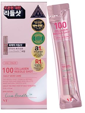 VT COSMETICS Reedle Shot-kollagen, 10 x monodos 2 ml, ansiktsserum med asiatisk Centella, daglig hudvård