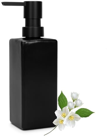 Dispenser di sapone, dispenser di sapone da cucina, dispenser di sapone con vassoio, sapone e dispenser di detersivo, set di dispenser per shampoo, 350 ml, nero per cucina e doccia