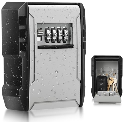Schlüsseltresor mit Zahlencode, Wandmontage Schlüsselkasten Schlüsselbox Schlüsselsafe mit Code Außen für Schlüssel Türkarte, Schlüsselversteck mit Montagezubehör für Draußen Haus Garagen,120x89x44mm