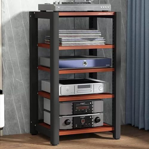 YHWKGZ Hi Fi Rack, Audio Rack Hi Fi Regal aus Stahl und Holz, Verstellbares Phonoschrank, Record Player Stand for Heim-/Kinolautsprecher(Walnut Color,23.6x39.3)