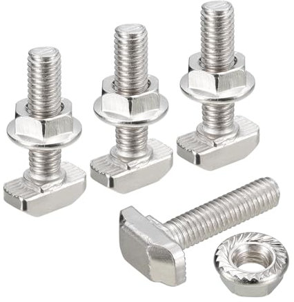 QUARKZMAN Bulloni a T in M6x25mm e Dado Esagonale Flangiato M6, 40 Set Vite Scorrevole con Perno a Forma T con Testa a Martello per Profilo Alluminio Serie 30