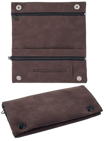 LFBEST Leather Tobacco Bag, Used Leather Touch Tobacco Pouch for Rotating Tobacco, Tobacco Pouch with Magnetic Closure - Extra Double Paper & Filter Compartment, Portable Tobacco Bag for Rotary