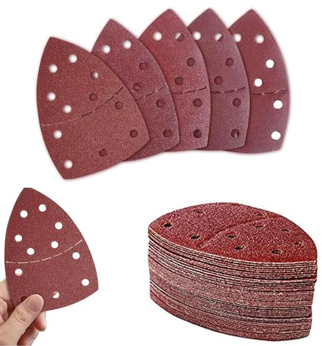 Mouse Sanding Sheets, Triangle Sanding Pads, Hook and Loop Mouse Sandpaper Triangle Sanding Sheets, 40 PCS 40 60 80 120 Grit Sandpaper Assortment