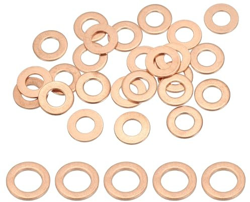 PATIKIL M6 Rondelle Piatte in Rame Anello di Tenuta, 25pz Guarnizione Tenuta Piatta Metrica Giunto Torico Guarnizioni per Viti Bullone Tappi Coppa Scarico Olio, 6mm ID 12mm OD 1mm Spessore