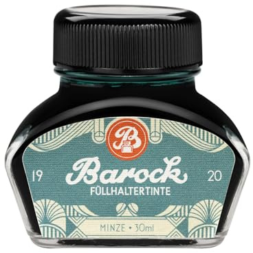 Barock 1920 Minze, inchiostro per penna stilografica, pennini in vetro, roller, inchiostro per scrittura in calamaio, 30 ml, verde