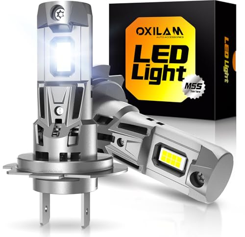 OXILAM H7 LED Bulb, 40000LM 900% Super Bright, 1:1 Size No Adapter Required, Non-polarity Plug and Play, 6500K Cool White Fog Light, Pack of 2