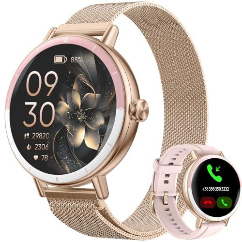 CATGIFF Bracelet de Montre pour Femme avec podomètre Bluetooth (Rouge)