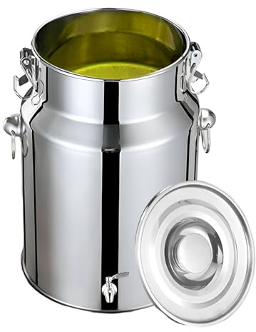 AIZYR Bidone del Latte Secchio del Latte in Acciaio Inossidabile, Brocca del Latte Barile Dell'olio con Rubinetto Sigillato E Maniglia per Il Trasporto Brocca di Trasporto per Latte, Acqua,5L
