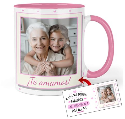 Kembilove Taza Personalizada Abuela | Regalo Día de la Madre | Tazas con Nombre de Nietos | Idea Original y Emotiva para la Mejor Abuela | Taza de Cerámica 350ml (Modelo 1)