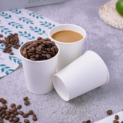 500 X 7oz Single Wall White Paper Cups for Hot & Cold Drinks Premium Disposable Coffee/Tea Paper Cups Perfect for Your Home, Café, Work, Parties or Outdoors (500, 7oz)
