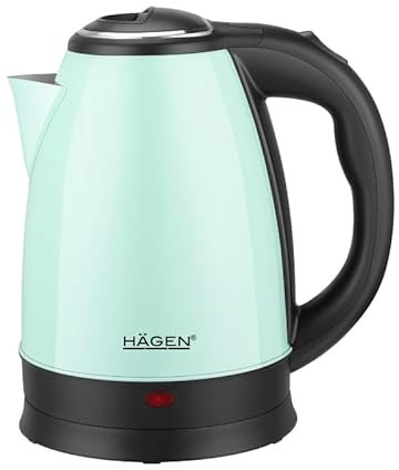 Hagen, Bouilloire Electrique Compacte Inox, Design Elegant, Base 360°, Capacité 1,8L, Puissance 1500W, Base 360 °, Filtre amovible et lavable, HA5525- Vert