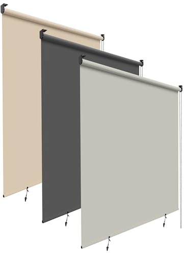 Toldo vertical para exteriores de 160 x 160 cm, resistente a la intemperie, enrollable, protección contra el viento y la privacidad para balcón y patio, color gris, elegante solución de protección