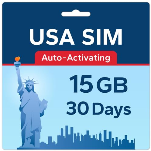 TSIM Carte SIM USA 30 Jours 15 Go | Réseau 5G Multi-opérateurs à Haute Couverture | Activation Automatique | Plan Rechargeable | Hotspot autorisé | Données Uniquement