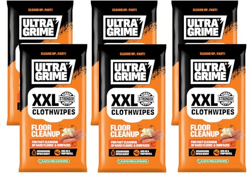 UltraGrime Floor Cleaning Wet Wipes Compatiable For Flash Speed Mop 120 Pack Antibacterial, Perfect For Tiles, Natural Stone, Porcelain, Marble, Vinyl, Laminate and Linoleum Bundle - (6 x Pack of 20)
