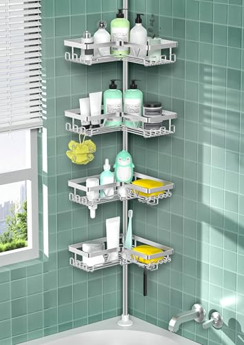 Duschablage ohne Bohren, Teleskop Duschregal von 25 bis 114 Zoll Edelstahl