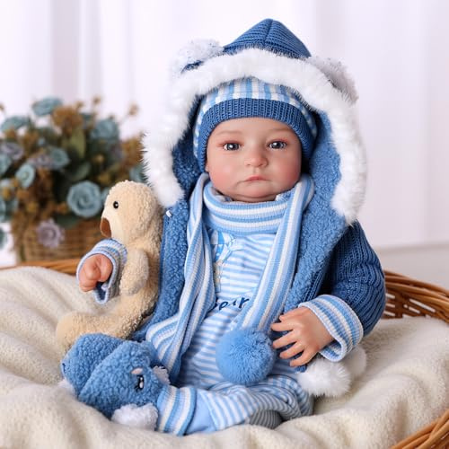 BABESIDE Bambole Reborn Realistica da 43 cm (17 pollici) con Corpo in Tessuto Morbido Realisticas Bambino con Giocattoli e Confezione Regalo