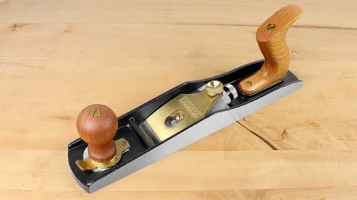 Flachwinkel-Bankhobel Nr. 62, Hobelkörper aus Eisenguss, Messing und Kohlenstoffstahl, 350 mm Länge, 50,7 mm Breite, 2400 g, mit Kirschholzgriffen, jUUMA