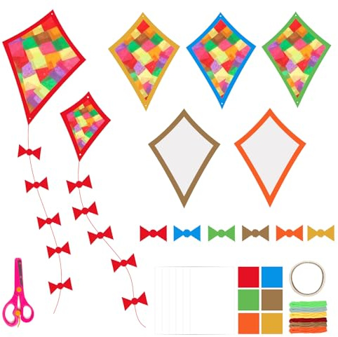 MITTRICH 18 Stück Drachen Bastelset kinder,Fensterbilder Herbst Basteln,Herbstdeko Basteln & DIY Papierdrachen,Mit Tonkarton und Transparentpapier,Herbst Bastelset Für Kinder Herbst Geschenk