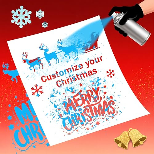 Personalisierte PVC Spray Pochoirs, Buchstaben Schablone Eigen Designs mit Logo/Text, Wiederverwendbare Mal-Schablonen für Wand, Textil, Holz, Keramik, Kunststoff​ (Weihnachts-Style)