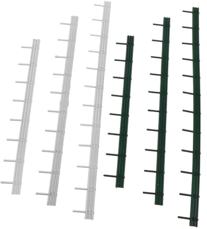 Zerodeko 6pcs Micro Landscape Road Barrier Fence for Model Train Diorama Flexible Miniature Railway Scene Ornament with Green Silver Railings for Sand Table and DIY Scenery Decoration