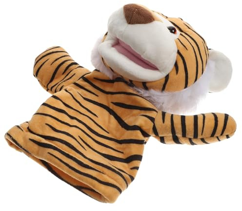 Abaodam Handpuppen Tiger Tierfigur Aus Weichem Plüsch Pädagogisches Lernspielzeug Für Kinder Puppentheater Zubehör Für Fantasievolles Rollenspiel