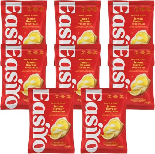 EasiYo Lemon Yogurt 8 Sachet Pack | Each Sachet Makes 1KG of Yoghurt | Creamy & Zesty Homemade Yogurt | Gluten Free & Vegetarian