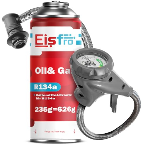 Eisfro - Sostituto del refrigerante R134a gas 1x 235 g con tubo per climatizzatori – Ricarica climatizzatori auto – Gas R134a – Cartuccia di gas – ECO