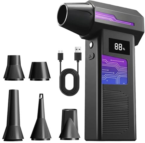 Cosyall Soplador de Polvo Eléctrico con Luz LED, 4 Velocidades, 120000 RPM