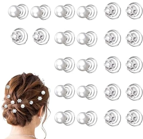 dinghaole 24 Pcs Pinces à Cheveux à Strass et Perles, Bijoux de Mariée épingles à Cheveux Twists Cheveux Clips pour Mariage, Accessoire de Coiffure de Mariage pour Femme/Fille