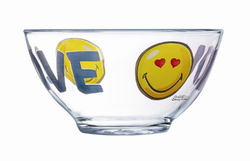 Luminarc 9204437 Smiley World - Juego de tazones (Cristal, 50 cl, 6 Unidades), diseño con Cara Sonriente
