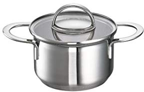 Schulte-Ufer Mini-Fleischtopf Little Lilly, Kleiner Topf, Edelstahl 18/10, Glas, Ø 14 cm, 1.3 L, 64018-14 Brat-& Schmorpfannen, Silber, 25 cm