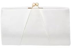 Swanky Swans Mira Satin Classic Frame Bag, Damen Clutch, Beige (Ivory), 5.1x12x20.8 cm (W x H L)
