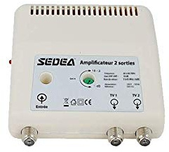 Sedea Amplificateur intérieur 18dB réglable 2 Sorties antenne TNT TV rateau Signal