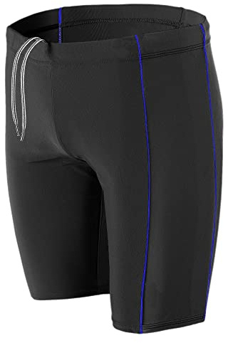 Aquarti Bañador de Hombre de Aspecto Deportivo Largos, Negro/Azul, 3XL