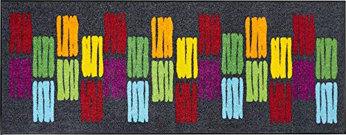 Erwin Müller Fußmatte, Schmutzfangmatte, Sauberlaufmatte Grafik bunt Größe 75x190 cm - langlebig, pflegeleicht, rutschfest, für Fußbodenheizung geeignet