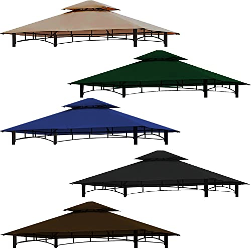 freigarten.de Toit de rechange pour barbecue pavillon 2,4 m x 1,5 [m] mètres sable antique pavillon imperméable matériau : panama PVC souple 370 g/m² extra résistant modèle 11 (vert)