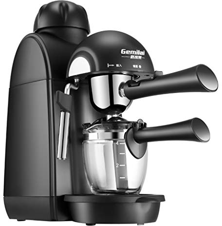 MYYINGELE Professional Coffee Maker Espresso Cappuccino Coffe Machine with Pump, Steam Wand, Measuring Spoon with Tamper for Hot Drinks, Cappuccino, Home - Black, Cappuccino