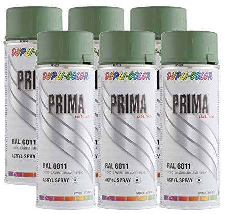 vasalat Dupli-Color Lackspray resedagrün glänzend RAL 6011 - Sprühlack für Metall, Kunststoff und Holz - wetterfeste Sprühfarbe für den Innen- und Außenbereich UV -beständig, 6 Stück