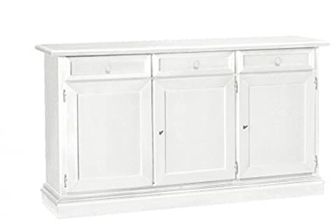 Mar.c.a. Design - Credenza Arte Povera in Legno 156x42x85 cm con 3 Ante e 3 Cassetti - Madia Legno Made in Italy