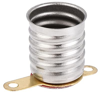 sourcing map 20 Stück E10 Lampenfassung 19x13mm DC 30V 2 Stifte Silber Ton | Lampenfassung Schraubsockel, Vernickeltes Kupfer, Mit Montageplatte