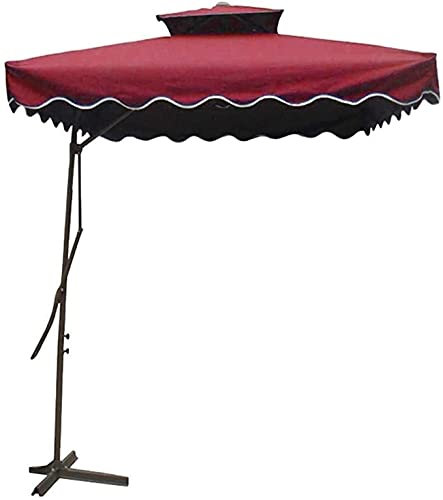 Pkfinrd Patio Paraguas 2.2m Patio Cuadrado Offset Roma Parasol for jardín Deck Backyard and Pool Double Capa Cantilever Colgando Sun Paraguas con Base Cross Base (Color : A, Size : Size)