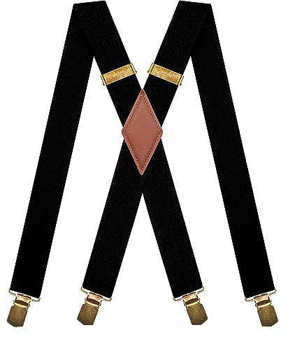 MENDENG Bretelles pour homme avec crochets pivotants et réglables rétro, A/A-noir/A-clips, taille unique