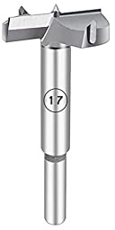 Forstner - Punta per trapano in acciaio al tungsteno da 17 mm, con gambo rotondo, per legno, punta per foratura Forstner