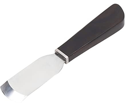 Coltello da taglio in pelle Coltello in pelle Materiale in acciaio inossidabile Lama incisiva Manico in legno Taglio fai-da-te Coltello da taglio piatto rotondo per artigianato